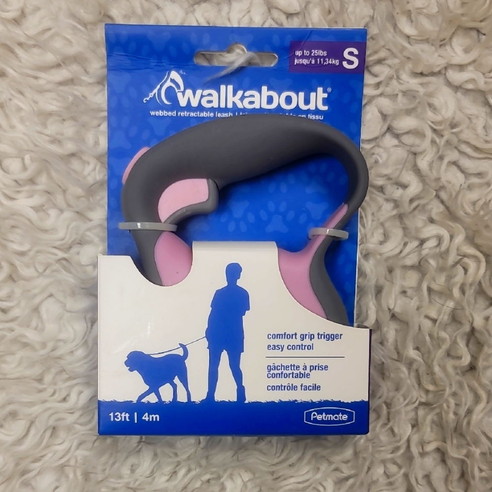 🐕‍🦺 Walkabout Retractable Dog Leash - Pink and Gray